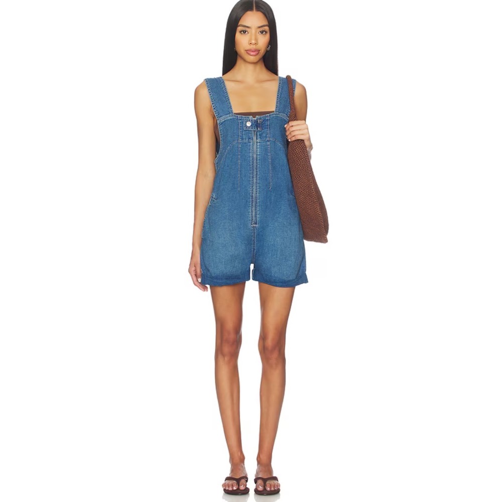 We The Free People Jude Shortall Denim Romper S Boho
